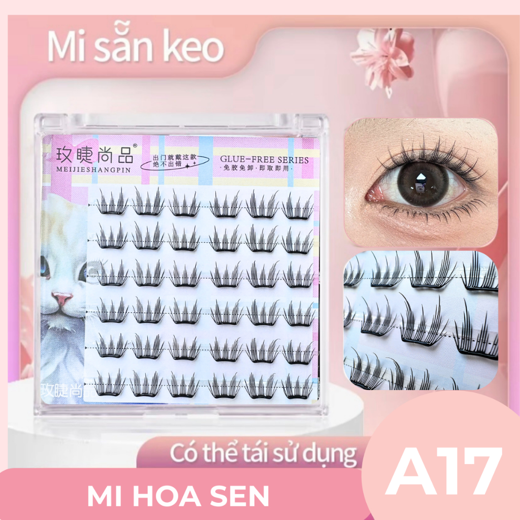 Lông mi giả SẴN KEO 99K/6 hộp, có thể tái sử dụng, chống nước 24h chuẩn dáng Hàn Quốc
