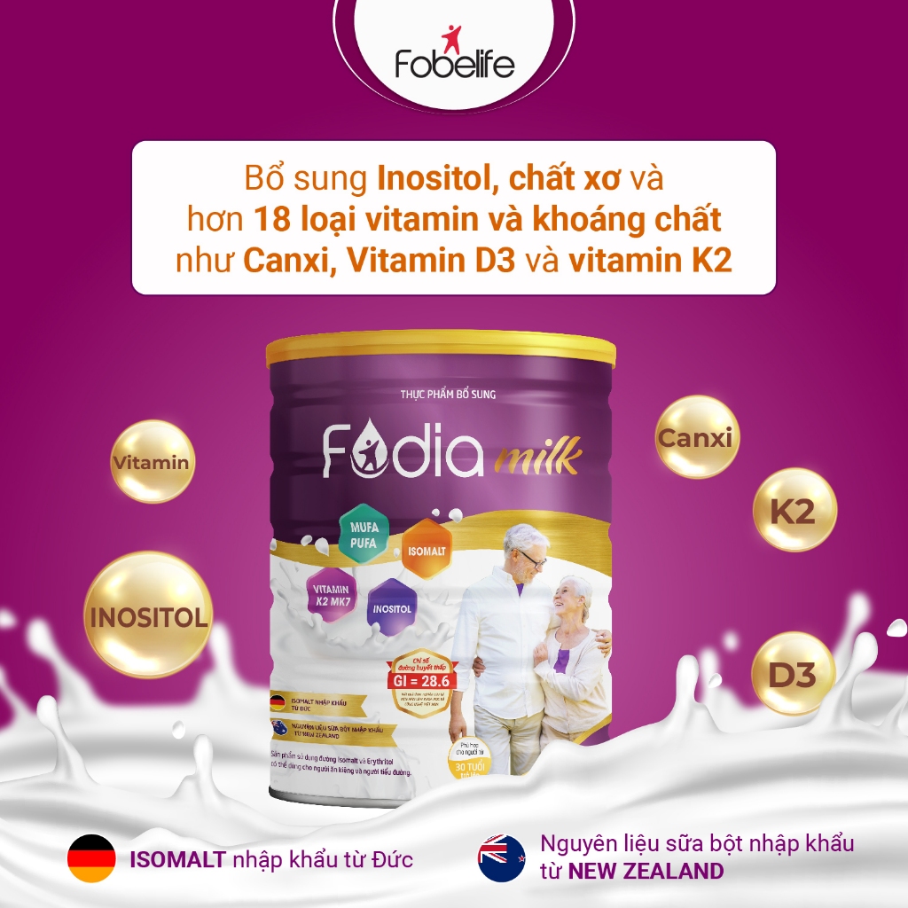 Sữa Bột Cho Người Tiểu Đường FodiaMilk Fobe Giúp Ổn Định Đường Huyết, Hương Vani N1