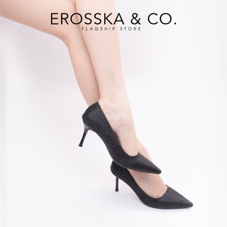 Erosska - Giày cao gót mũi nhọn đính đá trơn kiểu dáng sang trọng màu bạc - EP025