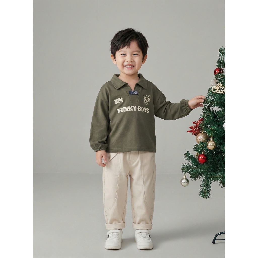Set bộ polo dài tay bé trai 1-6 tuổi Miniumbaby mix hoạ tiết chữ, chất vải áo cotton mềm mịn SB2516