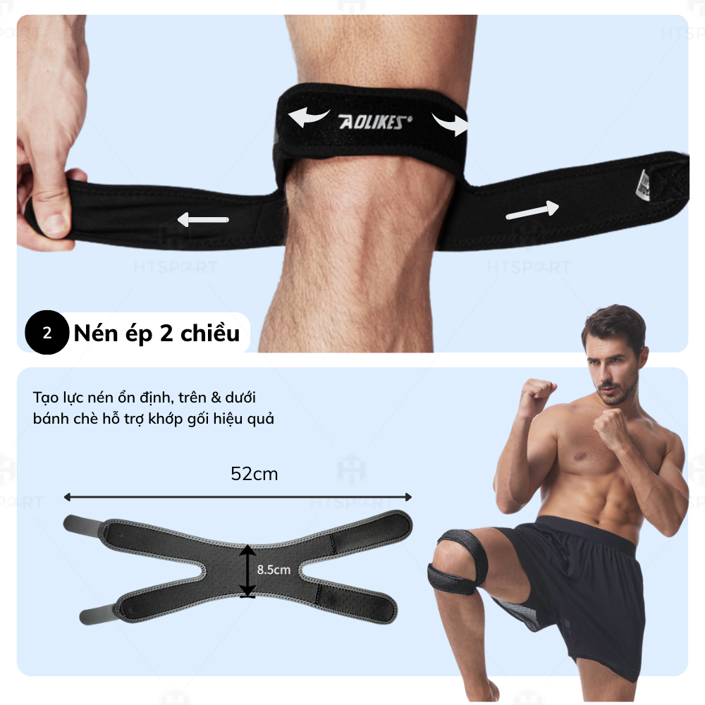 Đai Bảo Vệ Đầu Gối Điều Chỉnh Aolikes A-7929, Giảm Chấn Thương Khớp Bánh Chè Khi Vận Động Mạnh