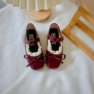 Tăng size Sz 21- 30 Giày Búp Bê Nơ Ren Vintage Khóa Vuông Cho Bé Gái K118