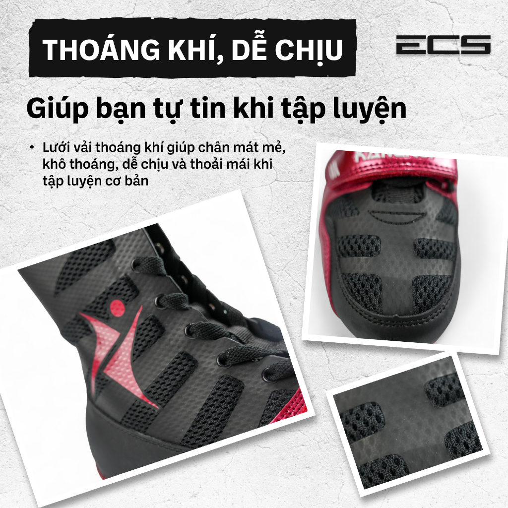 Giày Boxing Kangrui KB201, Giày Boxing Thi Đấu Chuyên Nghiệp, Bám Sàn, Bảo Vệ Cổ Chân