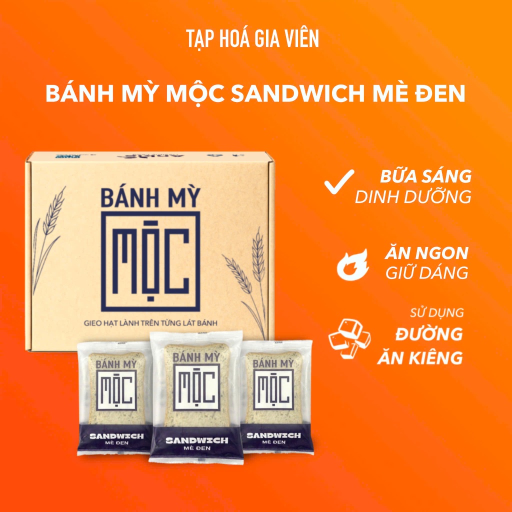 Bánh mỳ mộc sandwich gạo lứt, mè đen ăn kiêng cho người tiểu đường ANKIE - gói 55g/ hộp 6 gói