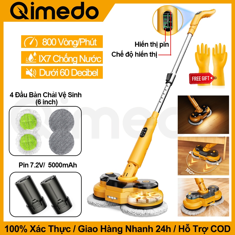 Chổi Cọ Điện Đa Năng Bàn Chải Lau Sàn Điện Hai Đầu 8 Đầu Cọ Thay Thế Pin 67 Phút Làm Sạch Hiệu Quả