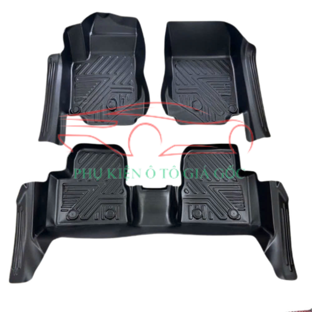 Thảm lót sàn NHỰA 5D xe KIA - MORNING đời 2012-HIỆN NAY, Nhựa TPE đúc nguyên khối - MẪU MĐ TRÀN VIỀN- 1 bộ 3 tấm