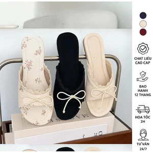Dép lê nữ đế bằng nhiều màu phối ren nơ xinh xắn hàng đẹp DD-0336- dd-0337 dép chấn nơ nơ ú