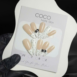 (HỎA TỐC) Móng tay úp, Nailbox thiết kế thạch trà vẽ Fench trắng G142 nặn nơ nhà GEMYCHIP
