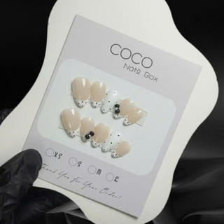 (HỎA TỐC) Móng tay úp, Nailbox thiết kế thạch trà vẽ Fench trắng G142 nặn nơ nhà GEMYCHIP