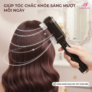 Lược điện chải tóc gỡ rối di tinh chất massage đầu Lokykin có ion xanh và đỏ giúp kích thích mọc tóc, lưu thông máu