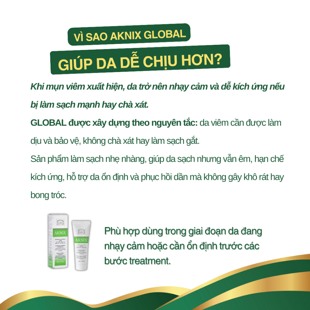 Kem làm dịu mụn viêm AKNIX Global 40g – Dành cho da nhạy cảm, da yếu
