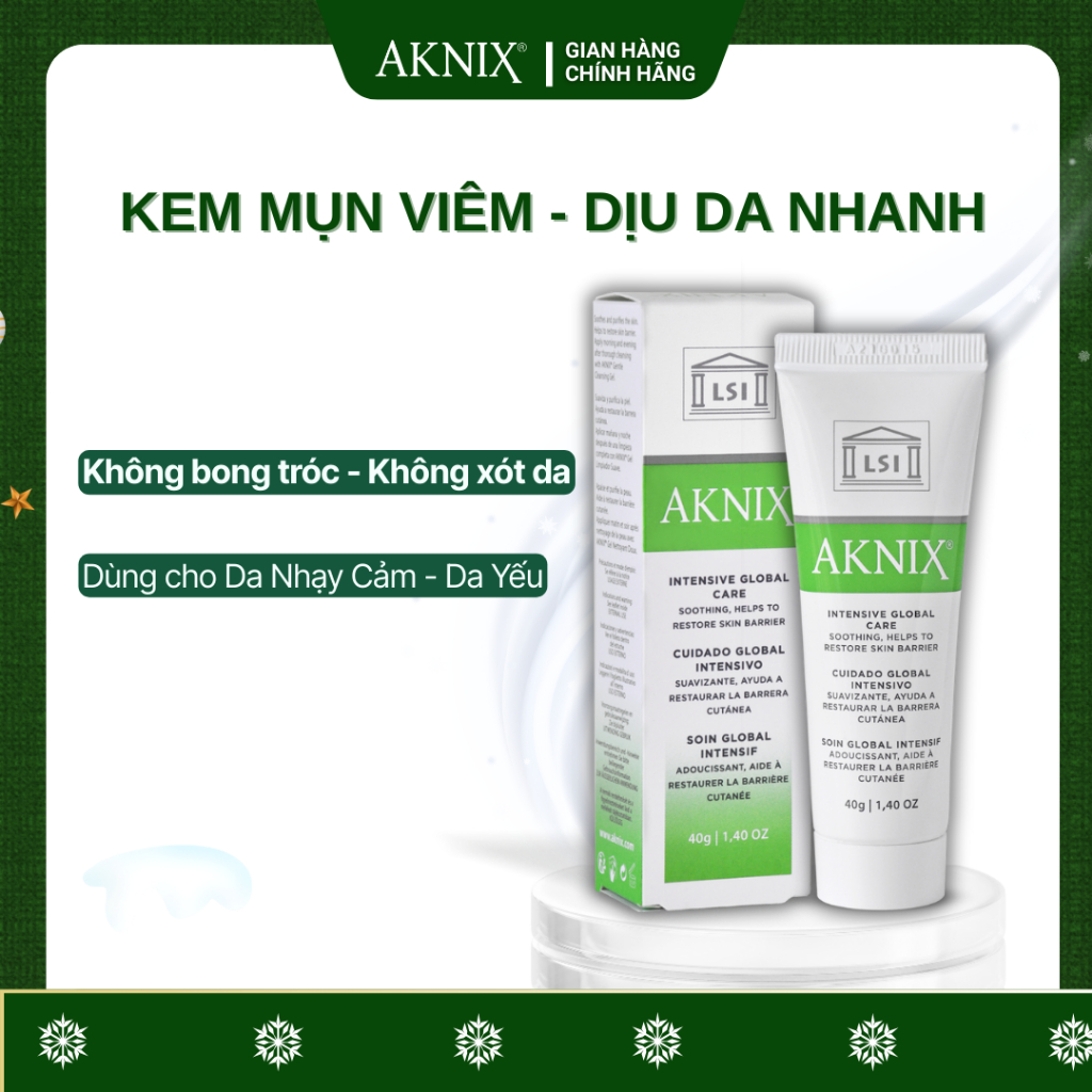 Kem làm dịu mụn viêm AKNIX Global 40g – Dành cho da nhạy cảm, da yếu
