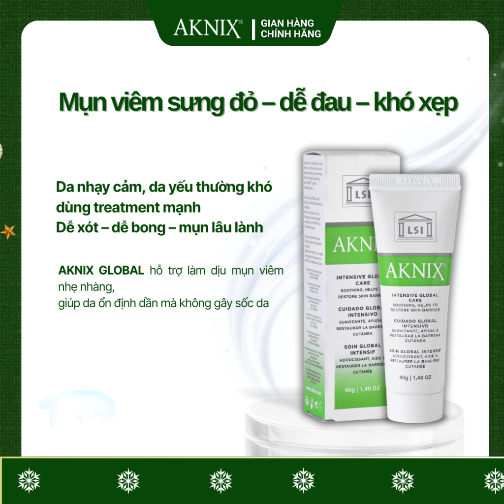 Kem làm dịu mụn viêm AKNIX Global 40g – Dành cho da nhạy cảm, da yếu