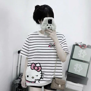 ÁO THUN TAY LỠ KẺ SỌC - AIMES KITTY