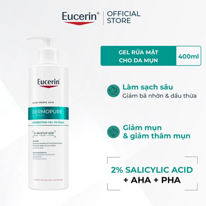 Gel rửa mặt giảm mụn & mờ thâm Eucerin® DermoPure Clinical Correcting Gel To Foam 400ml | Skincare – 2
