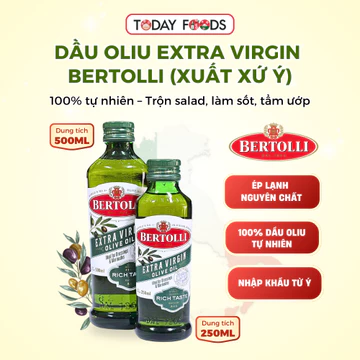 Dầu Oliu Extra Virgin Bertolli Rich Taste 250ml/500ml – Nhập Khẩu Ý – Dầu olive ép lạnh 100% nguyên chất tự nhiên