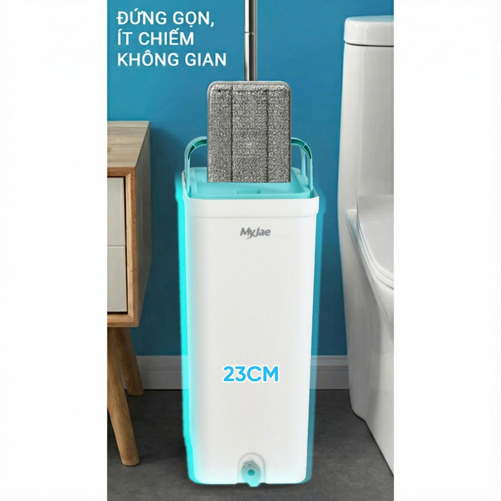 [KOL LIVE T7] Bộ lau nhà MyJae thông minh Maxi 360 độ sợi Fiber lau sạch, nhanh khô gấp 2 lần 125cm