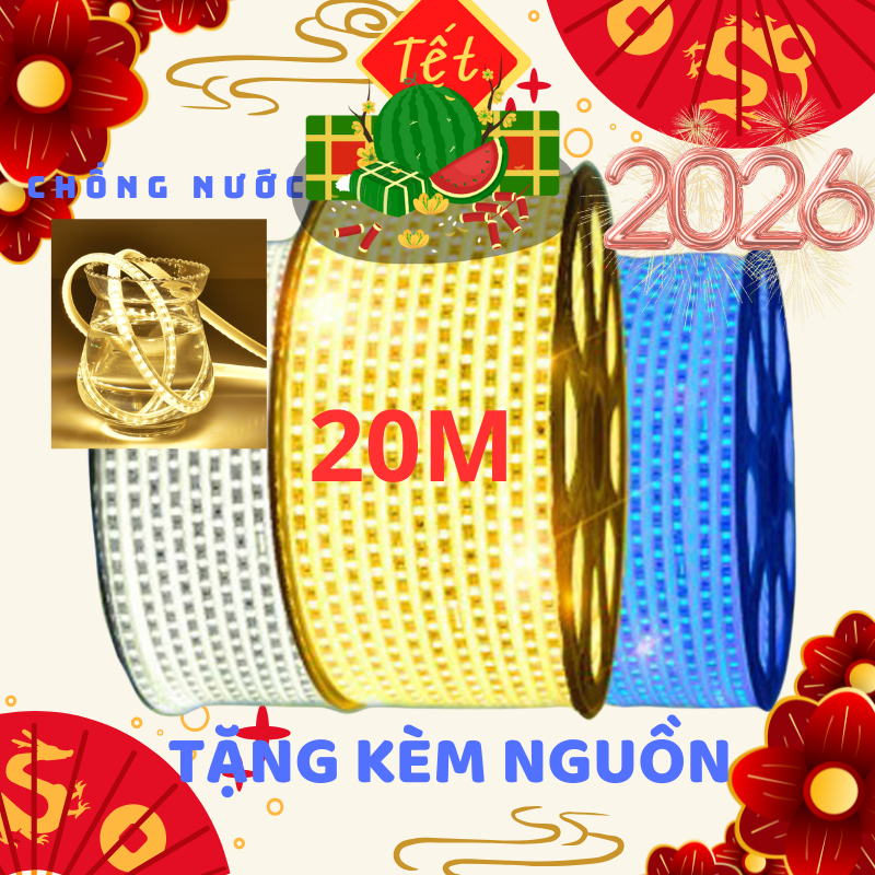 30M Đèn Led Dây 2 Hàng bóng Chống Nước 2835 Dây Led Trang trí Tết Sân Vườn Nhà Cửa Quấn Cây