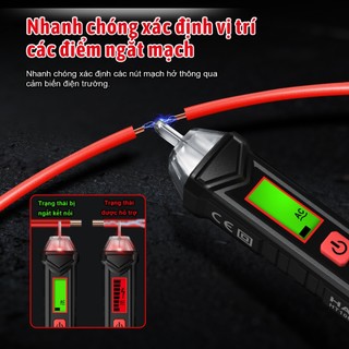HABOTEST HT100 Bút kiểm tra điện áp AC 12V-1000V Máy phát hiện không tiếp xúc Máy kiểm tra điện áp kỹ thuật số LCD với
