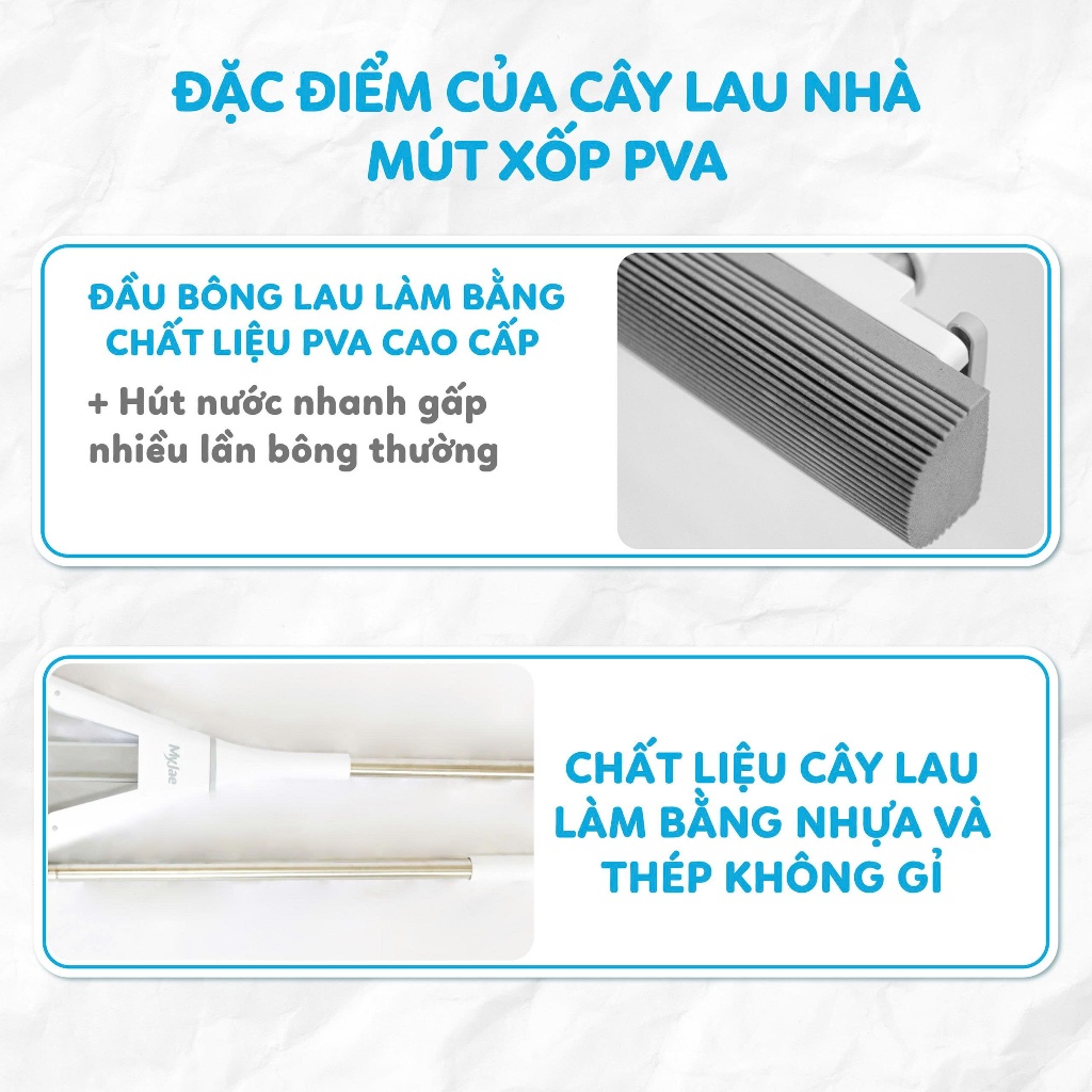 Cây Lau Nhà Mút Xốp Thấm Hút Nước PVA MyJae
