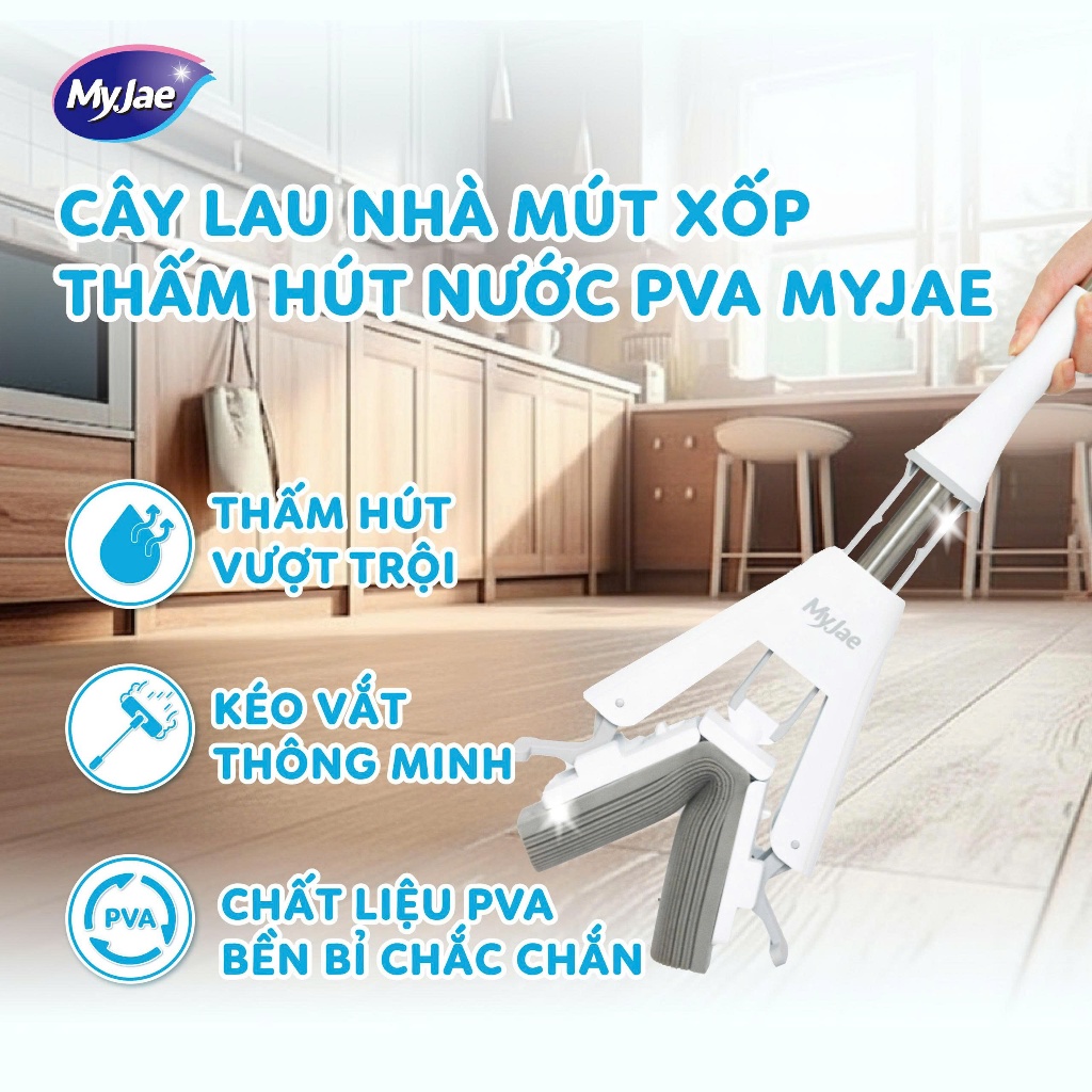 Cây Lau Nhà Mút Xốp Thấm Hút Nước PVA MyJae