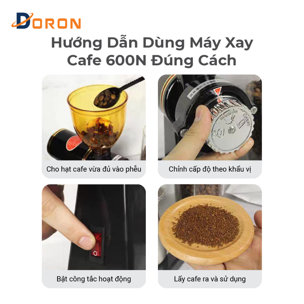 Máy xay cà phê 600N 180W nhỏ gọn có 8 mức độ xay