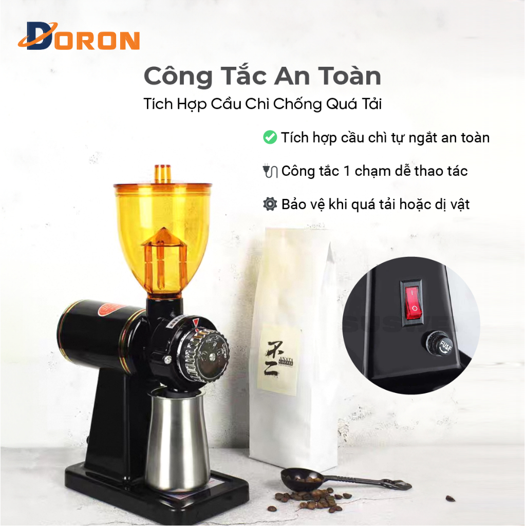 Máy xay cà phê 600N 180W nhỏ gọn có 8 mức độ xay