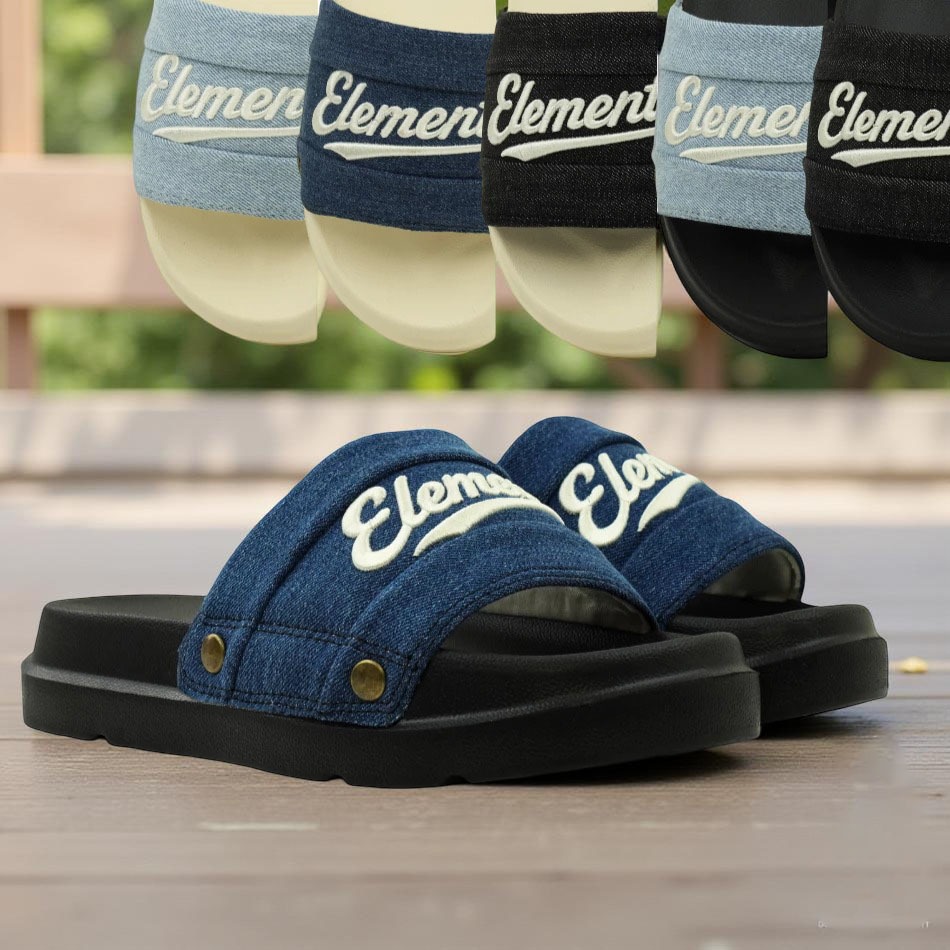 [ĐÍNH TÁN] Dép ELEMENTS Originals E18 Full Black Dép quai Da Nhung chữ thêu - Dép Nam Nữ Unisex 4cm | BigBuy360 - bigbuy360.vn