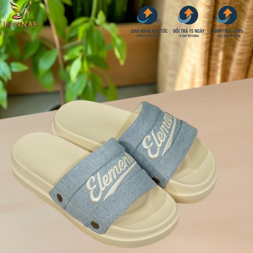 [ĐÍNH TÁN] Dép ELEMENTS Originals E18 Full Black Dép quai Da Nhung chữ thêu - Dép Nam Nữ Unisex 4cm | BigBuy360 - bigbuy360.vn