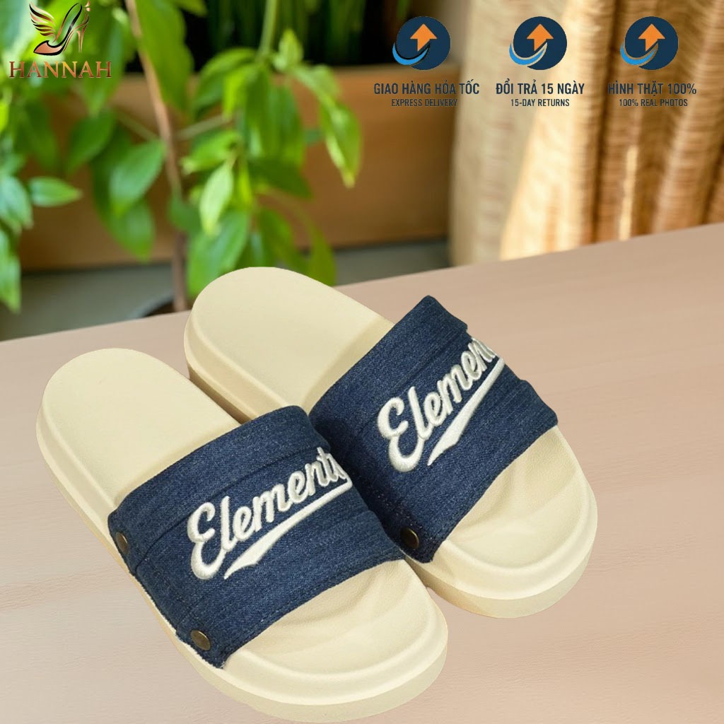 [ĐÍNH TÁN] Dép ELEMENTS Originals E18 Full Black Dép quai Da Nhung chữ thêu - Dép Nam Nữ Unisex 4cm | BigBuy360 - bigbuy360.vn