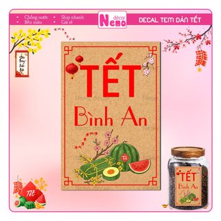 Tem Dán Tết, Tem Tết Dán Hộp Quà, Bánh, Kẹo, Mứt Ngày Tết, Decal Giấy Kraft Chúc Mừng Năm Mới, Phát Tài, Tết Bình An.