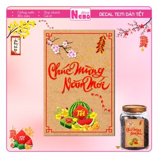 Tem Dán Tết, Tem Tết Dán Hộp Quà, Bánh, Kẹo, Mứt Ngày Tết, Decal Giấy Kraft Chúc Mừng Năm Mới, Phát Tài, Tết Bình An.