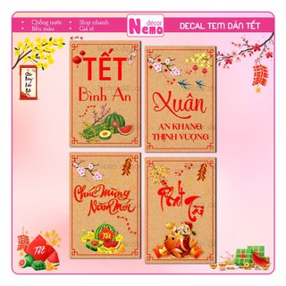 Tem Dán Tết, Tem Tết Dán Hộp Quà, Bánh, Kẹo, Mứt Ngày Tết, Decal Giấy Kraft Chúc Mừng Năm Mới, Phát Tài, Tết Bình An.