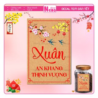 Tem Dán Tết, Tem Tết Dán Hộp Quà, Bánh, Kẹo, Mứt Ngày Tết, Decal Giấy Kraft Chúc Mừng Năm Mới, Phát Tài, Tết Bình An.
