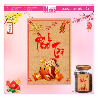 Tem Dán Tết, Tem Tết Dán Hộp Quà, Bánh, Kẹo, Mứt Ngày Tết, Decal Giấy Kraft Chúc Mừng Năm Mới, Phát Tài, Tết Bình An.