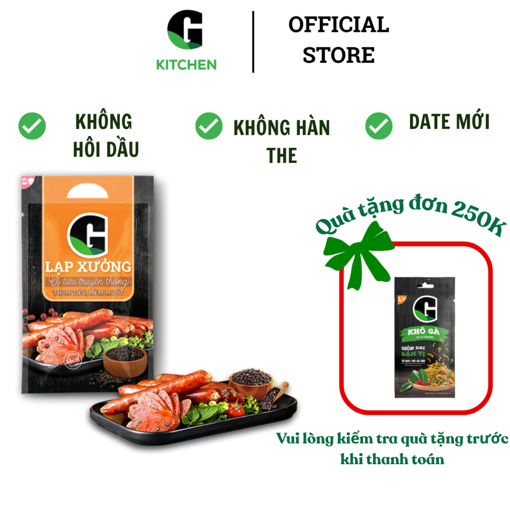 Lạp xưởng vị tiêu truyền thống G Kitchen 200g/500g [Giao toàn quốc]