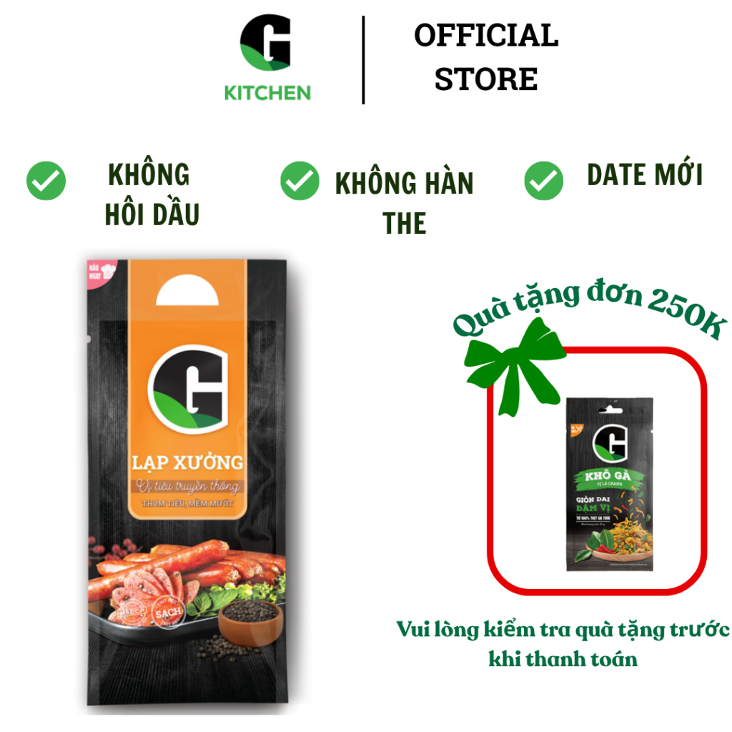 Lạp xưởng vị tiêu truyền thống G Kitchen 200g/500g [Giao toàn quốc]