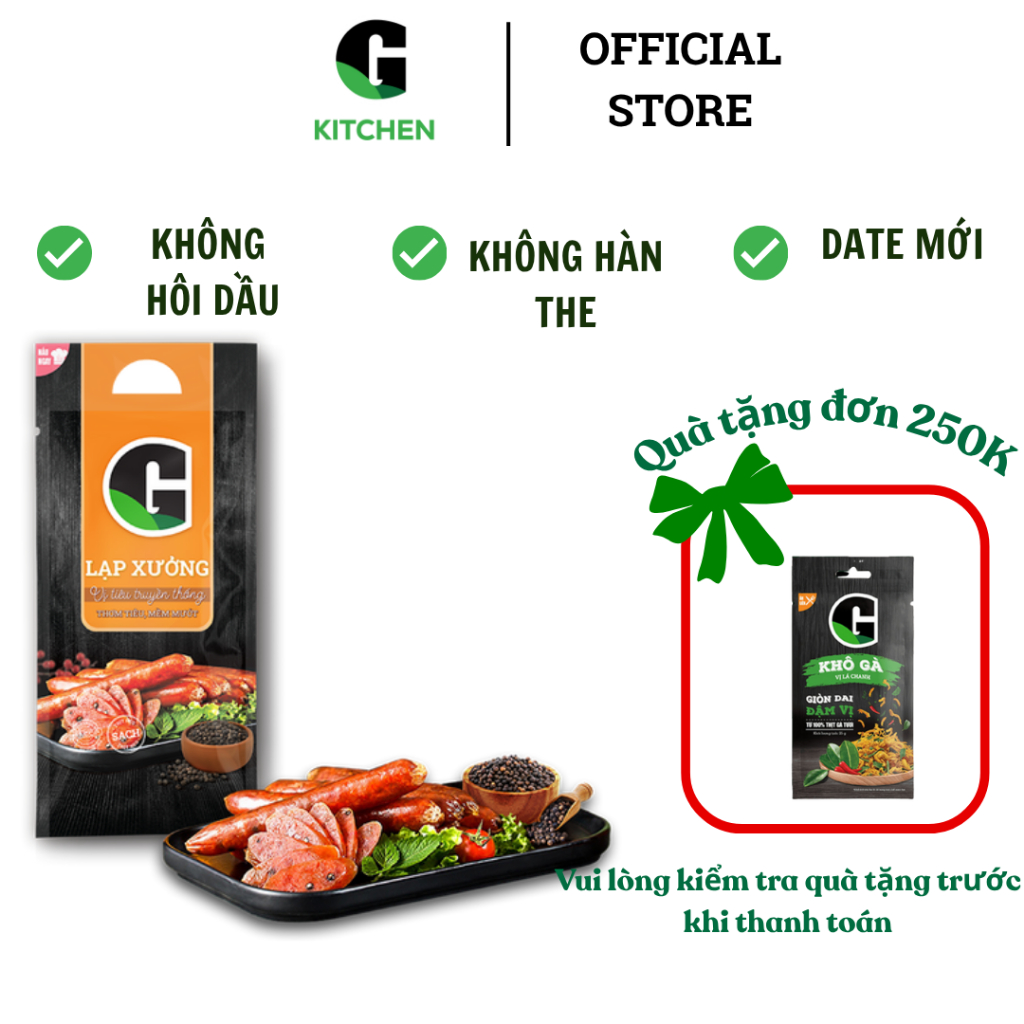 Lạp xưởng vị tiêu truyền thống G Kitchen 200g/500g [Giao toàn quốc]