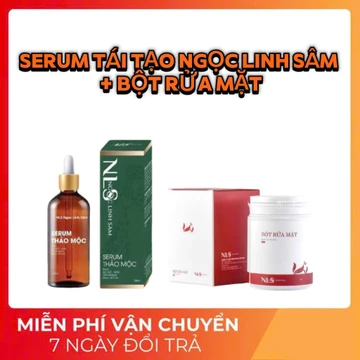 Combo sạch mụn nám Ngọc Linh Sâm - serum thảo dược tái tạo da và bột rửa mặt Ngọc Linh Sâm handmade
