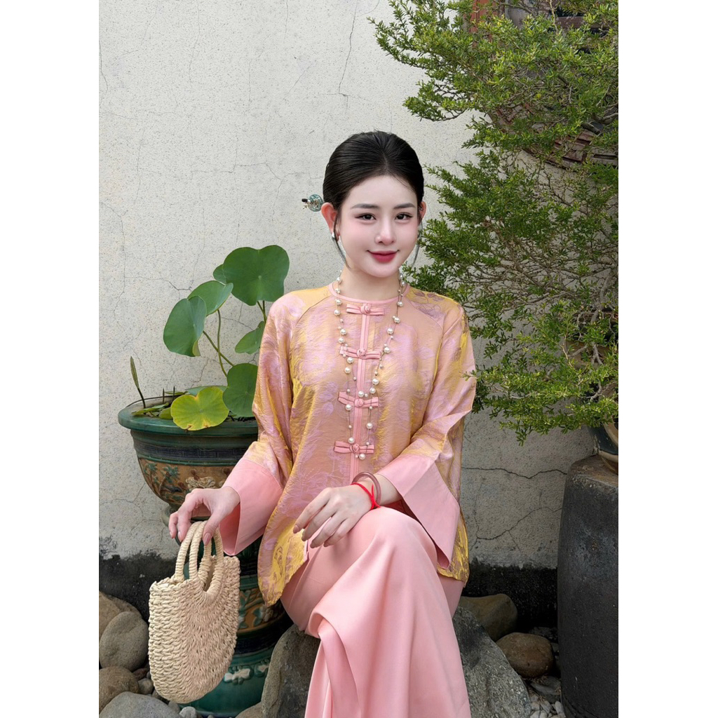 Pháp Phục Lễ Chùa Thiên Thanh, Vải Tằm Tencel Phối Gấm Thanh Nhã & Trang Nghiêm
