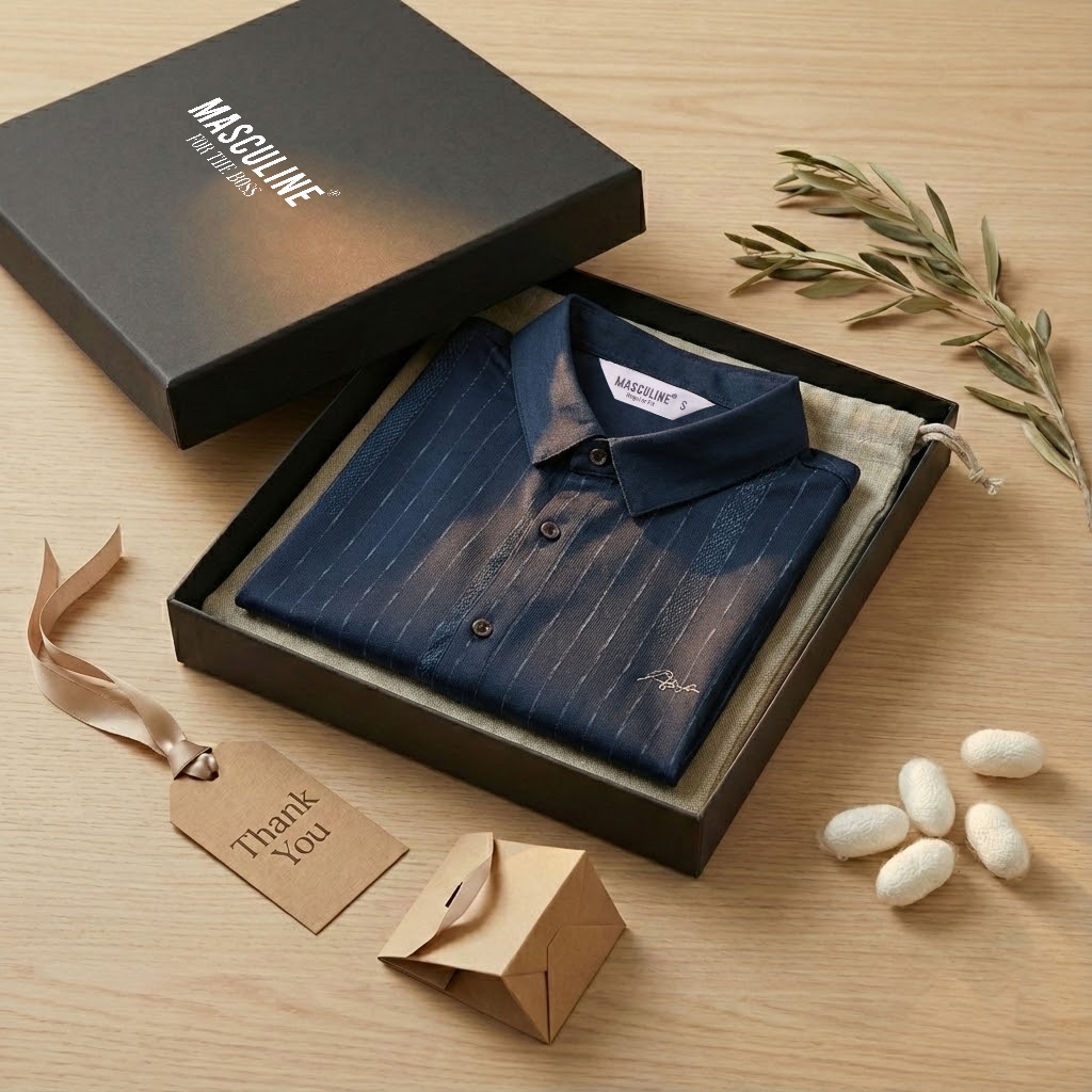 Áo polo nam cao cấp MASCULINE MPL501 Thành phần sợi tơ tằm mềm mại co giãn tốt, dáng Slim Fit