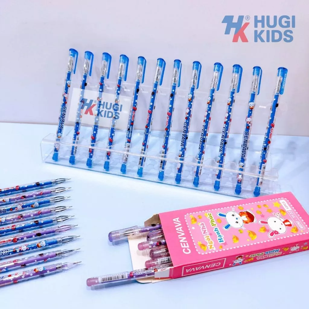 Hộp 12 Cây Bút Gel Nho mực tím/xanh nét nhỏ dành cho các bé tiểu học