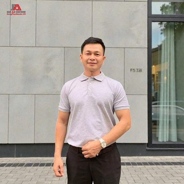 Áo Polo Trơn Nam Nữ Thun Cá Sấu Màu Xám Muối Tiêu Chuẩn Đồng Phục Công Ty, Nhóm