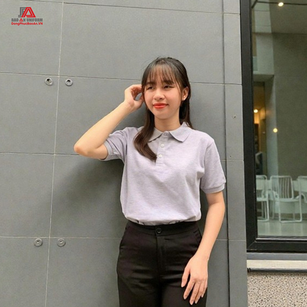 Áo Polo Trơn Nam Nữ Thun Cá Sấu Màu Xám Muối Tiêu Chuẩn Đồng Phục Công Ty, Nhóm
