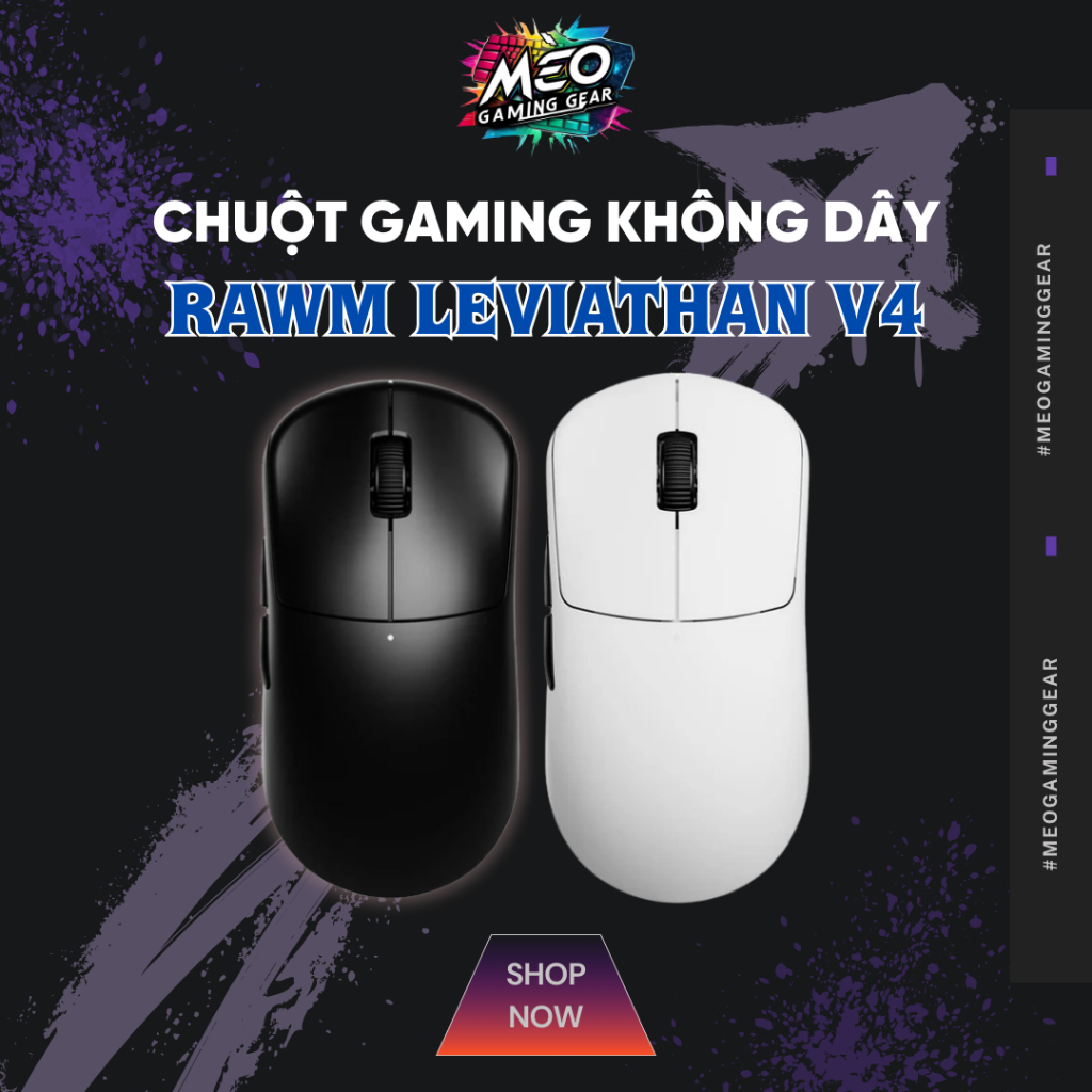 Chuột không dây Gaming RAWM Leviathan V4 - PAW 3950 45K - Dual Polling ...