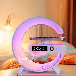 Homee.cok G63 Đèn Ngủ Để Bàn Chữ G Sạc Không Dây Loa Bluetooth Kèm Đồng Hồ LED Báo Thức Đổi Màu