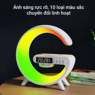 Homee.cok G63 Đèn Ngủ Để Bàn Chữ G Sạc Không Dây Loa Bluetooth Kèm Đồng Hồ LED Báo Thức Đổi Màu