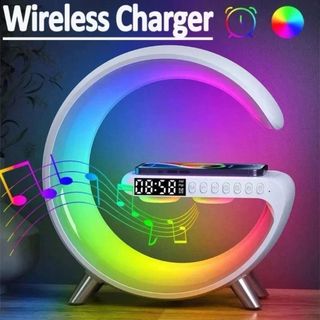 Homee.cok G63 Đèn Ngủ Để Bàn Chữ G Sạc Không Dây Loa Bluetooth Kèm Đồng Hồ LED Báo Thức Đổi Màu