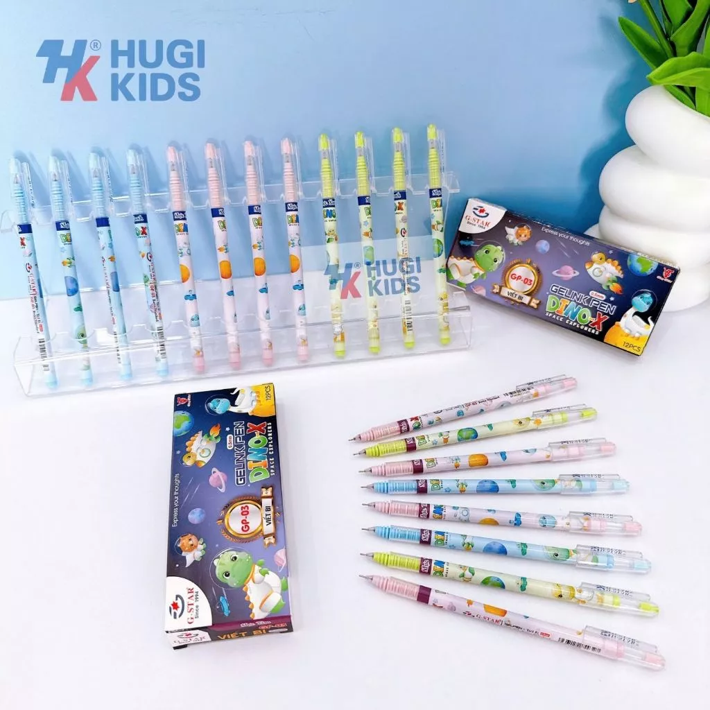 Hộp 12 Cây Bút Gel Nho mực tím/xanh nét nhỏ dành cho các bé tiểu học