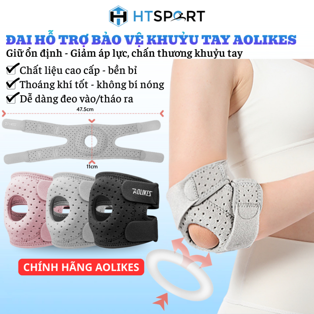 Đai Bảo Vệ Khuỷu Tay Aolikes 7941, Giảm Chấn Thương Khi Tập Gym, Cầu Lông, Pickleball Cả Nam Nữ